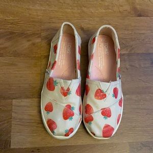 Toms size 2 strawberry with white polkadot.